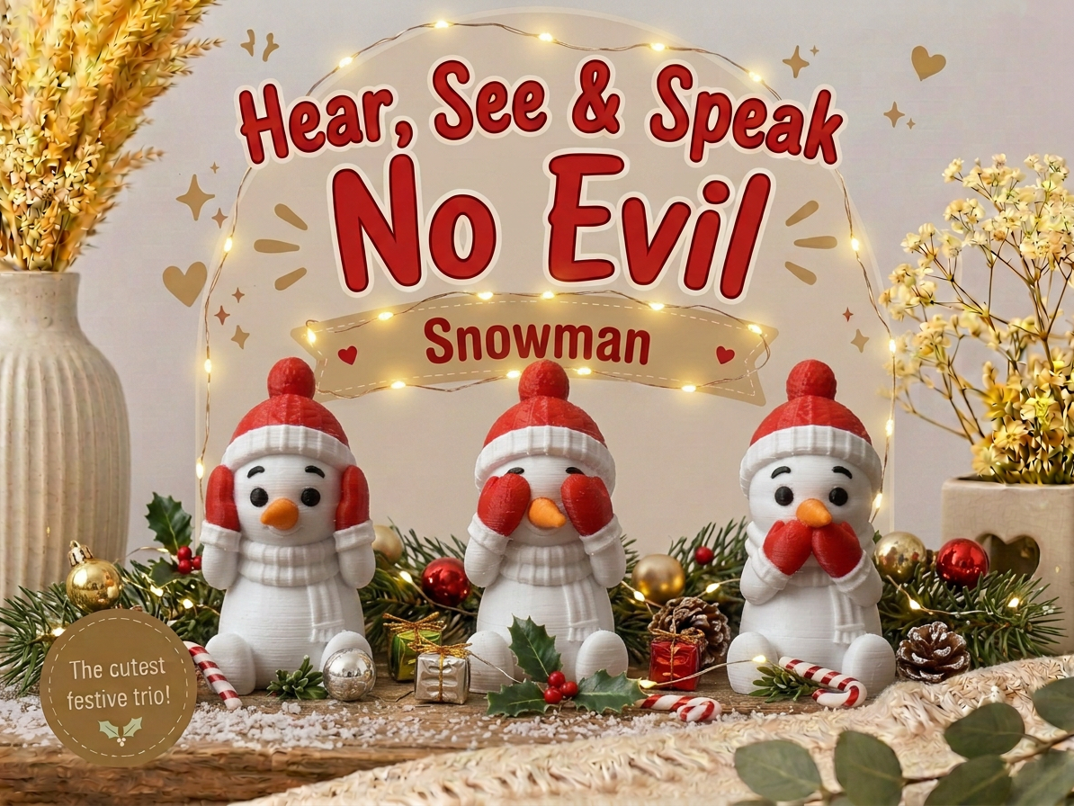 Hear, See & Speak No Evil Snowman