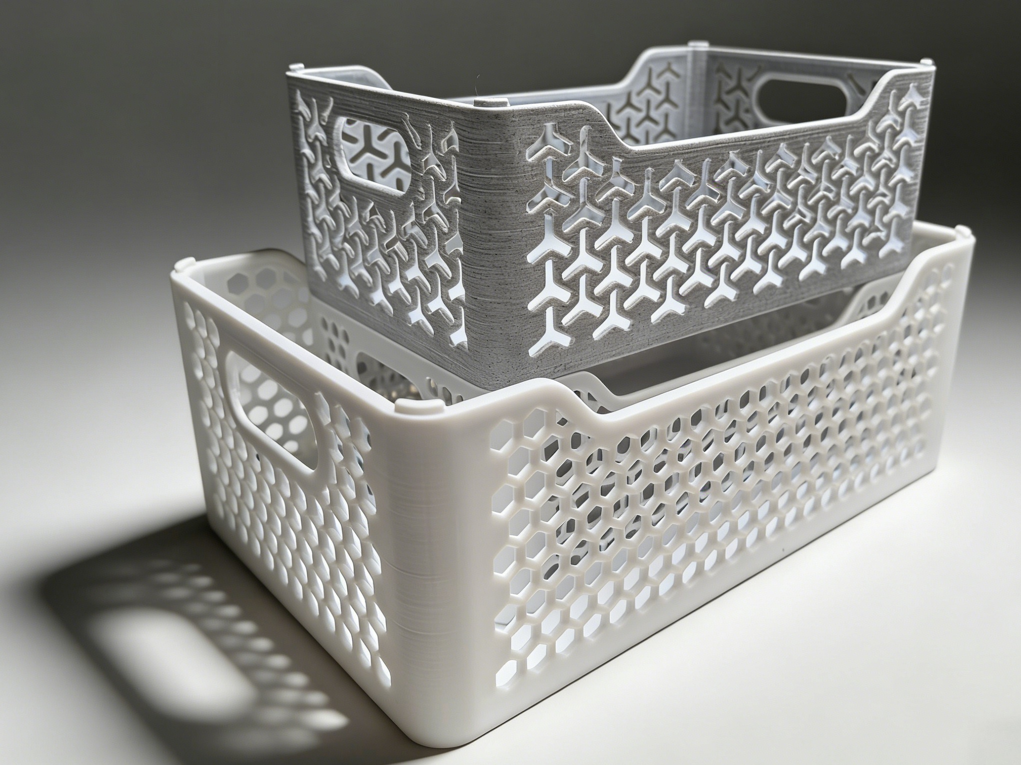 Miniatura 1 do modelo 3D 可堆叠式收纳筐【蜂窝镂空节省材料】Stackable storage baskets