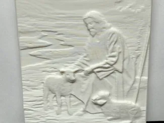 Jesus and Lambs Relief Sculpture