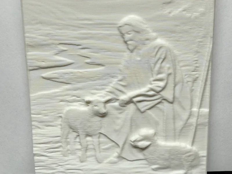 Jesus and Lambs Relief Sculpture