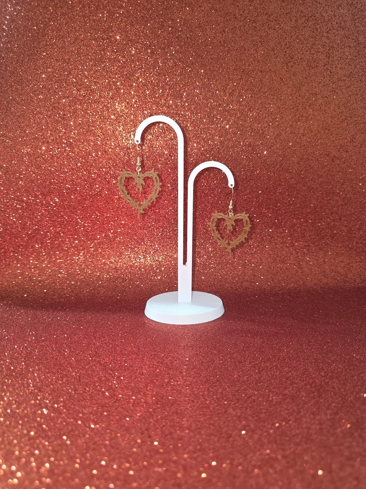 Barbed heart earrings view 3