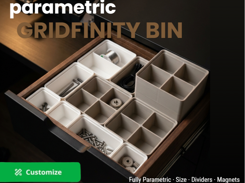 Parametric Gridfinity Bin — Fully Customizable