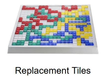 Blokus tiles Green 1x1 and Blue 1x2