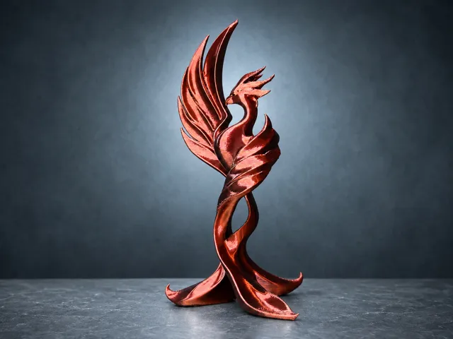 Phoenix Rising – Elegant Silk Firebird Sculpture