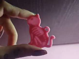 skeleton kitten keychain