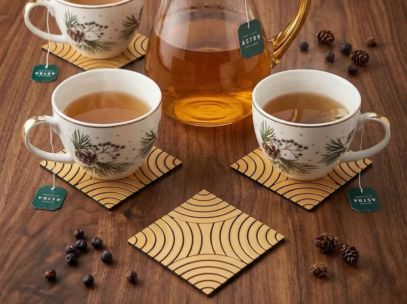 Elegant Geometric Coaster - Art Deco Design - Cup