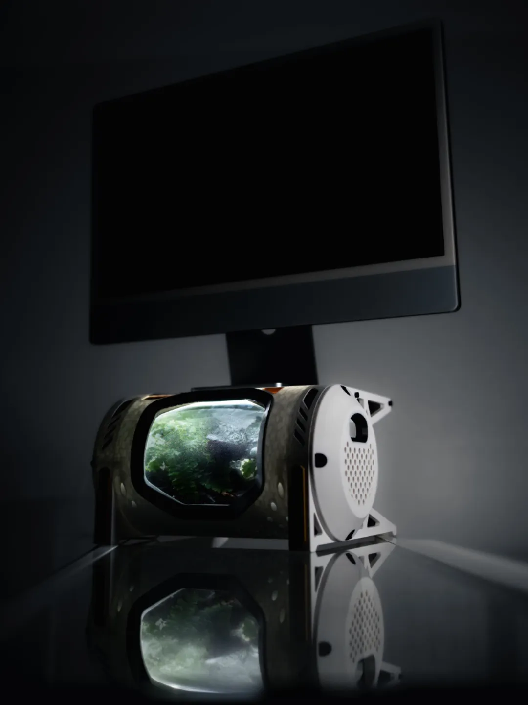 Spaceship Terrarium Monitor Riser view 2