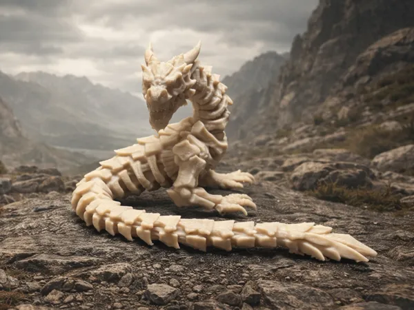 Dragon-squelette articulé — pièce de collection