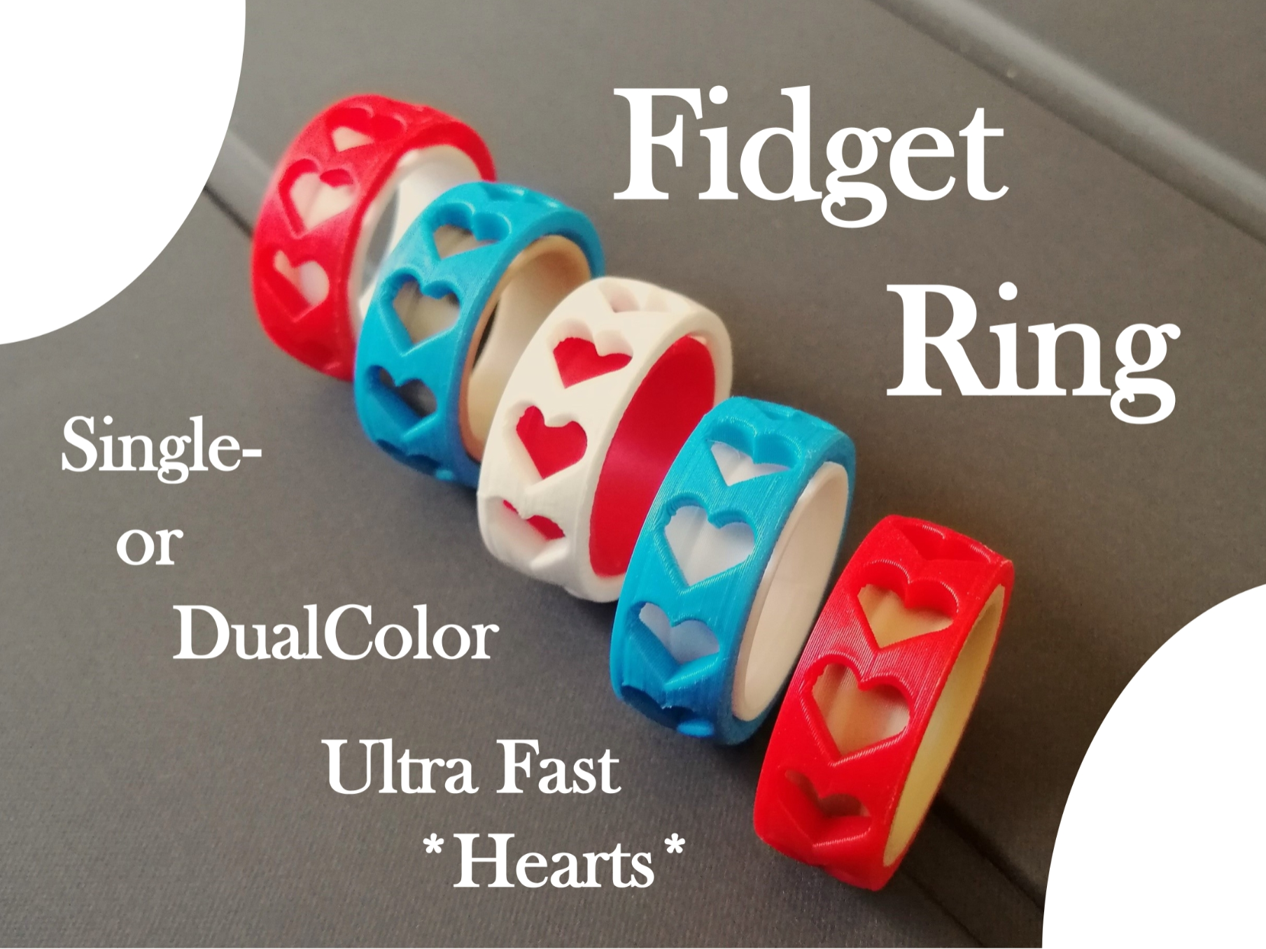 Fidget Ring Ultra Fast / Heart Spin Edition / Love
