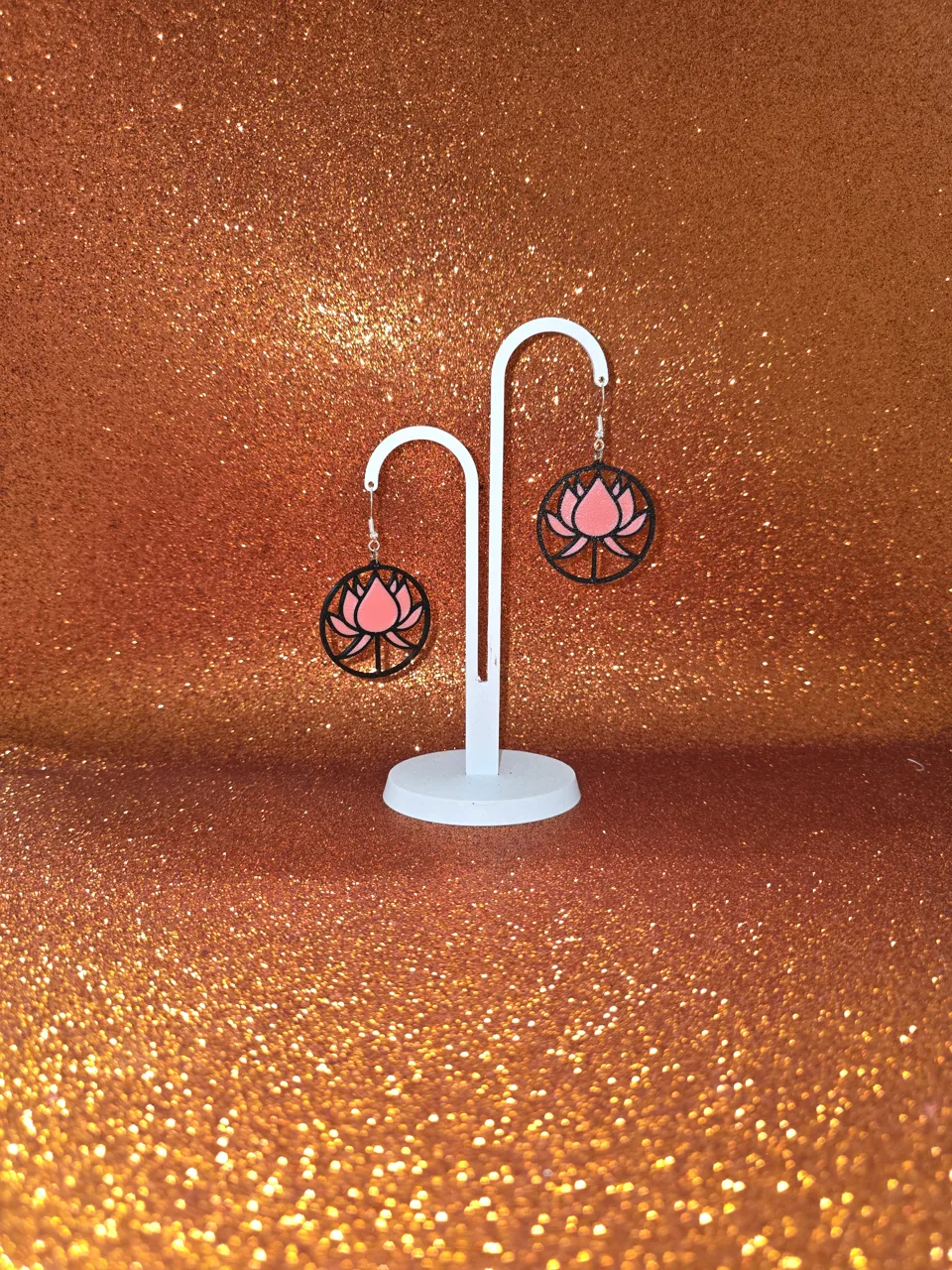 Lotus in the circle earrings view 3