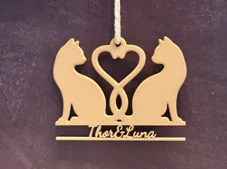 Personalisierbares Katzen-Herz-Ornament