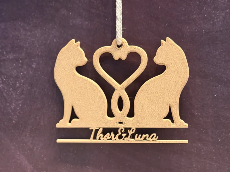 Personalisierbares Katzen-Herz-Ornament