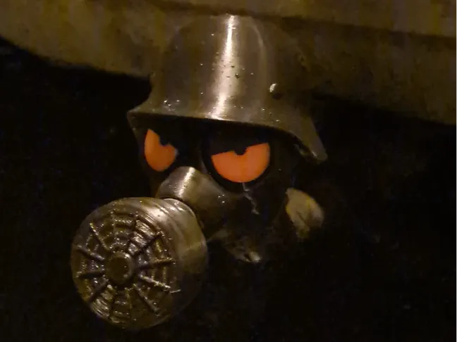 gas mask funny eyes
