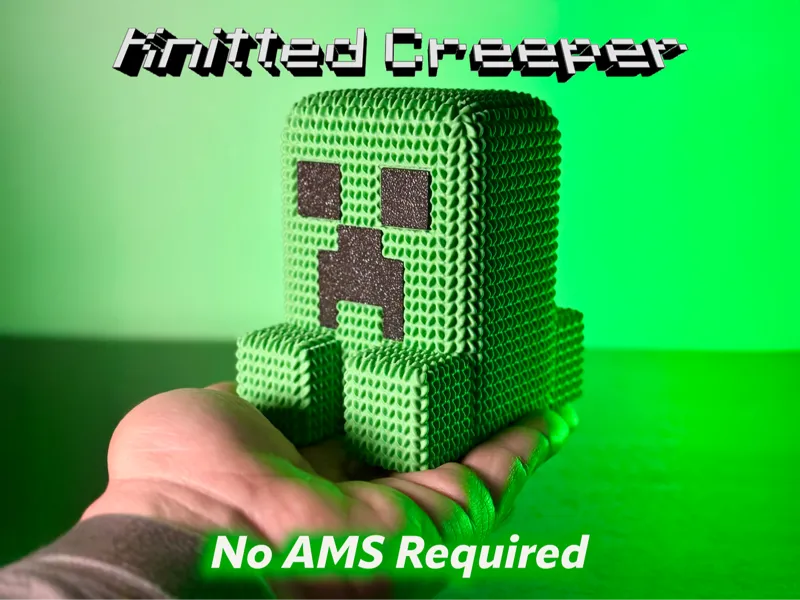 Cute Knitted Minecraft Creeper (No AMS Required)