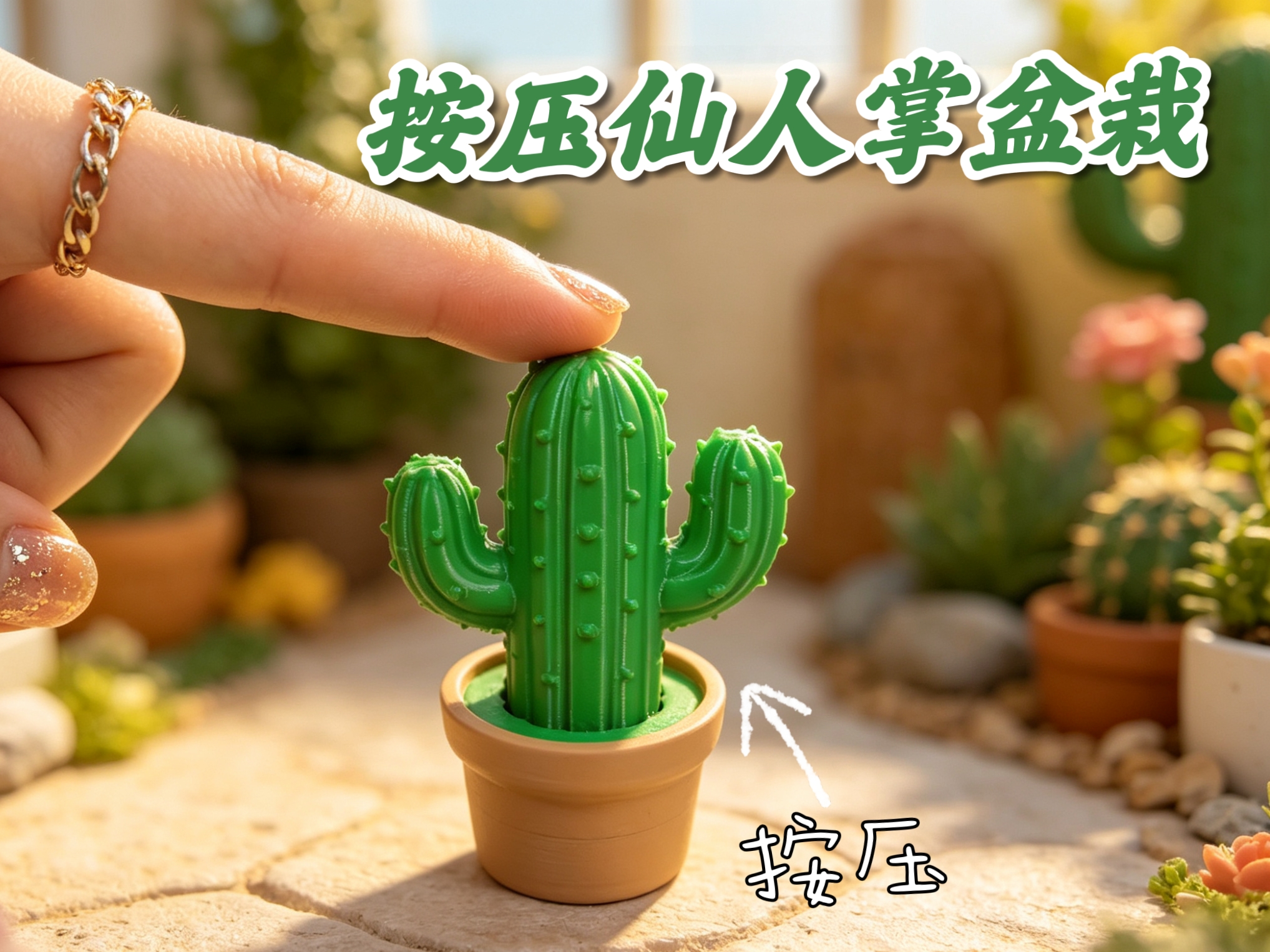 Miniatura 2 do modelo 3D 按压仙人掌盆栽 解压玩具 按键玩具