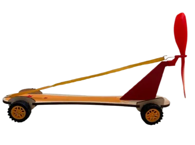 Fin racing car with rubber motor