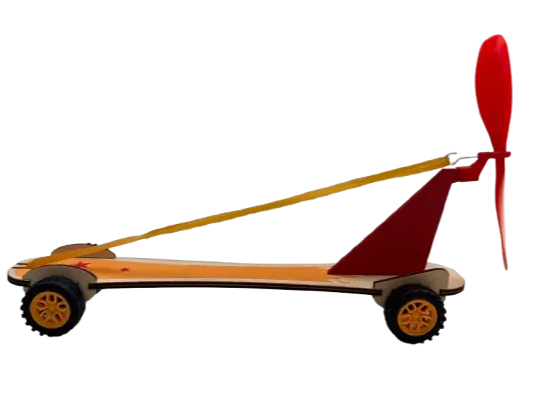 Fin racing car with rubber motor