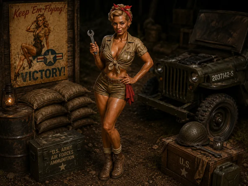 Pinup Girl Plane Mechanic 10cm