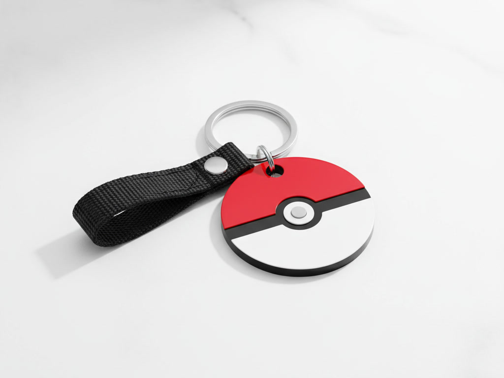 Flat  3D Pokémon Ball Keychain – Simple 