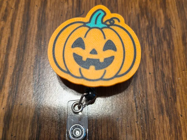 Jack O Lantern Badge Reel/Magnet