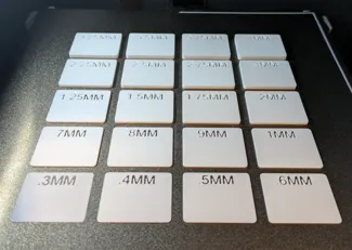 Gridfinity Sized Thickness Sample Set