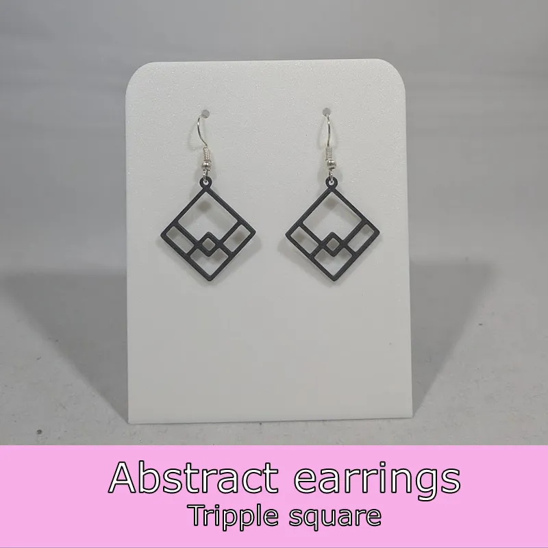 Abstract earrings - tripple square view 2