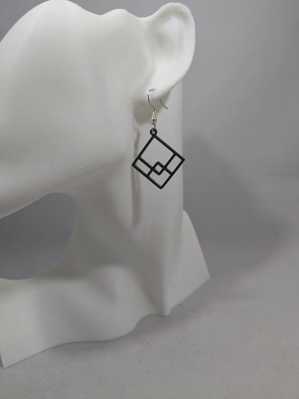 Abstract earrings - tripple square view 3