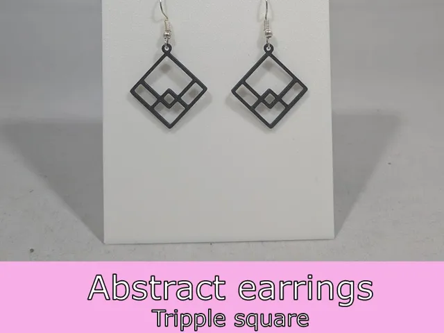Abstract earrings - tripple square