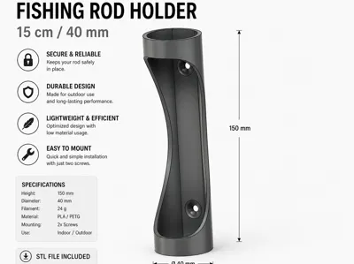 Minimalist Fishing Rod Holder - Wall mount