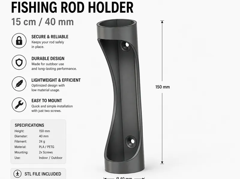 Minimalist Fishing Rod Holder - Wall mount