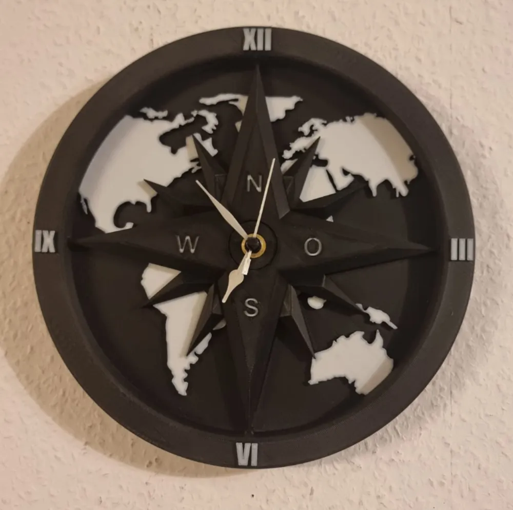 World clock with 4 cardinal directions and world map by DerGefallene ...