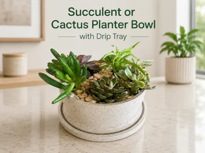 Succulent/Cactus Planter Bowl with Drip Tray