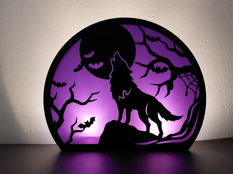 Halloween wolf lightbox lamp