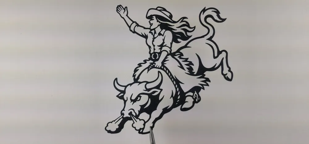 Cowgirl Bull Rider 2D Wall Art - Free 3D Print Model - MakerWorld