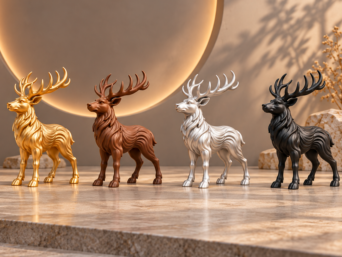 Christmas Japandi Stag – Minimalist Deer Sculpture 3D model by Styllusak