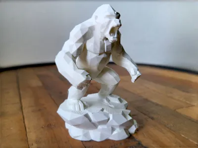 Roaring Gorilla on Rock - Low Poly 