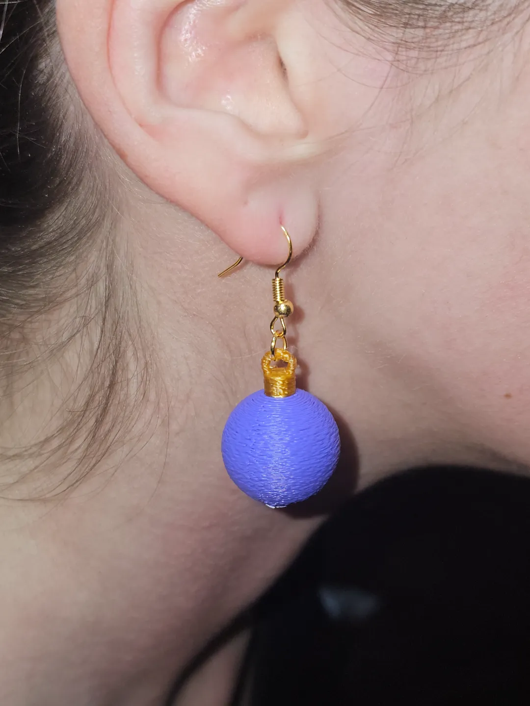 Cute Fuzzy Skin Bauble Earrings! 3D! Christmas! view 2