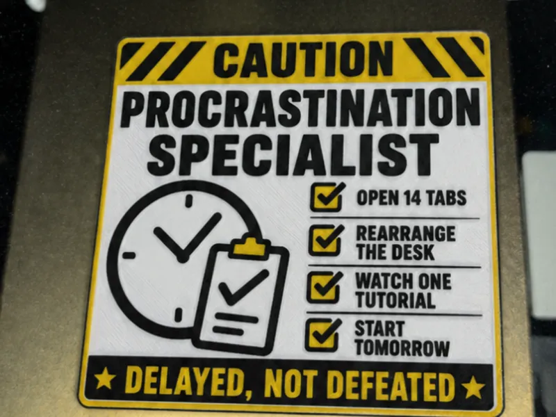 Procrastination Specialist Warning Sign