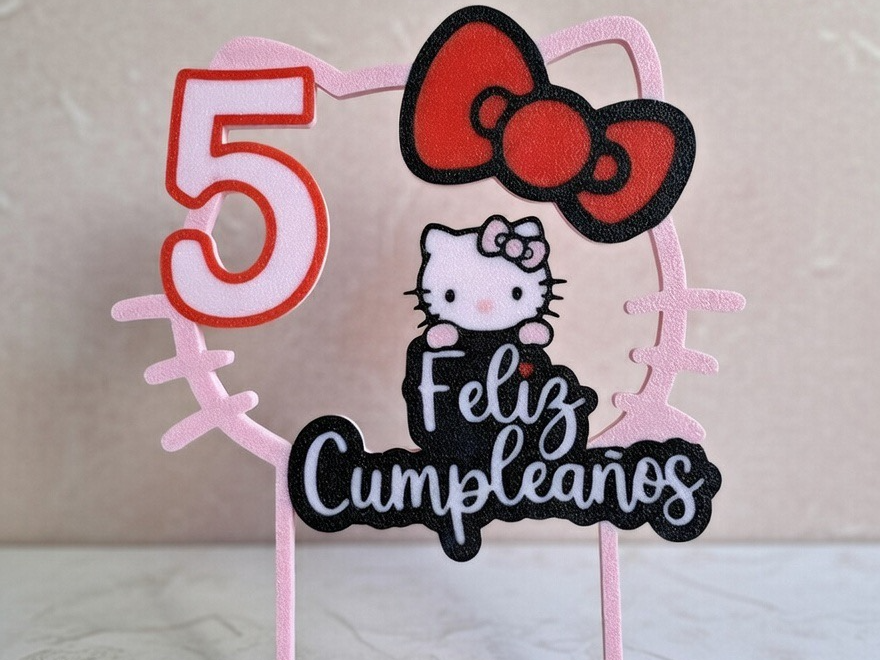 Topper tarta cumpleaños Hello Kitty