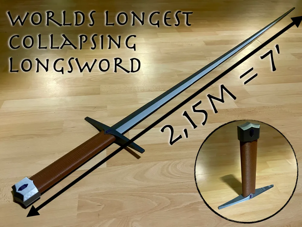 Mighty Sword - Worlds longest 2m collapsing sword - Free 3D Print