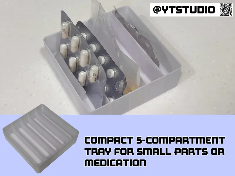 Compact 5-Compartment Tray for Small items