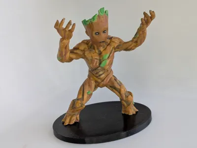 Groot Inspired figure with base - Hand painted