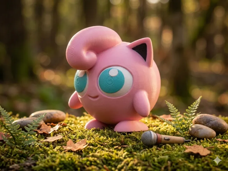 Jigglypuff Pokemon Figure Multi-Color Print