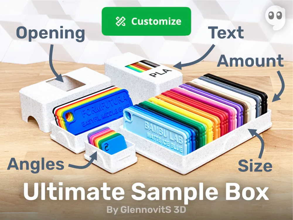 Ultimate Sample Box (customize filament swatch box - Free 3D Print ...