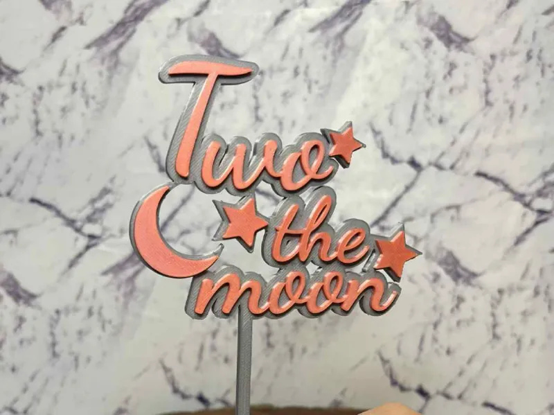 Two the Moon Second Birthday Cake Topper