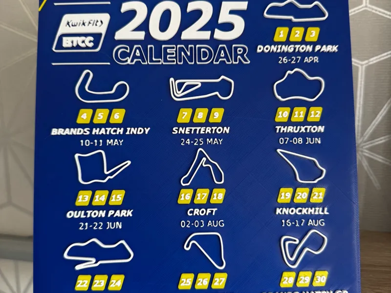 BTCC 2025 Calender