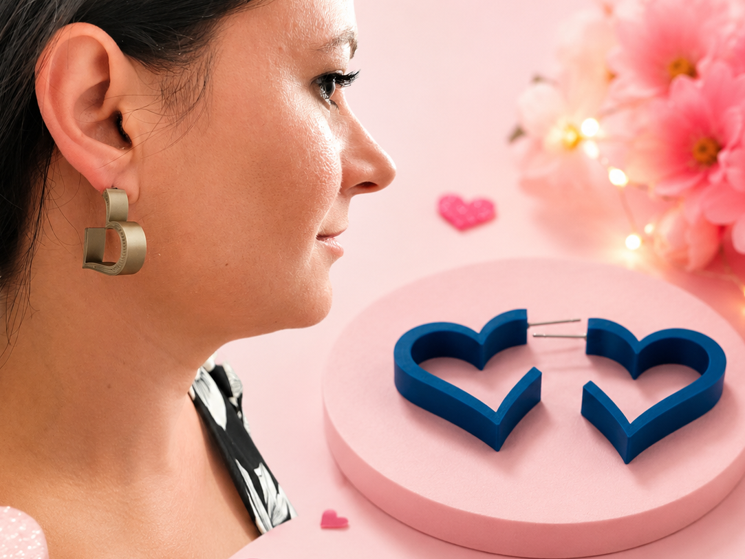 Open heart hoop earrings - 1