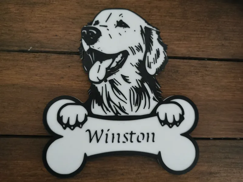 Customizable Dog Kennel Tag - Golden Retriever 