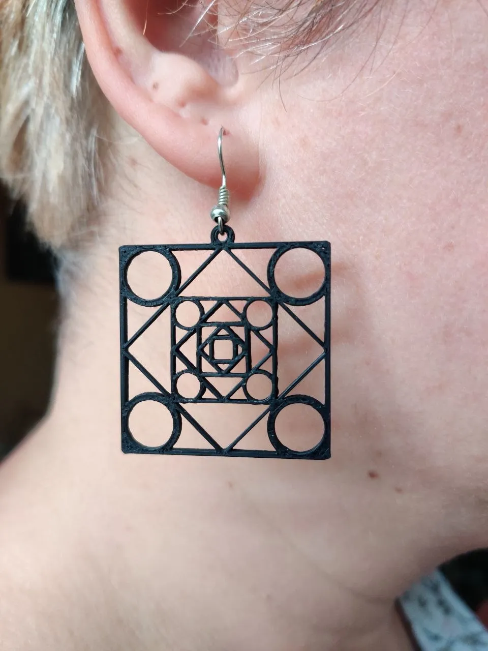 Fractal Frame Earrings view 3
