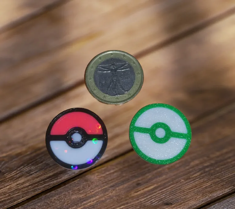 PokeCart Currency - 3D Printable 1 Euro Pokeball Coin for Shopping Carts